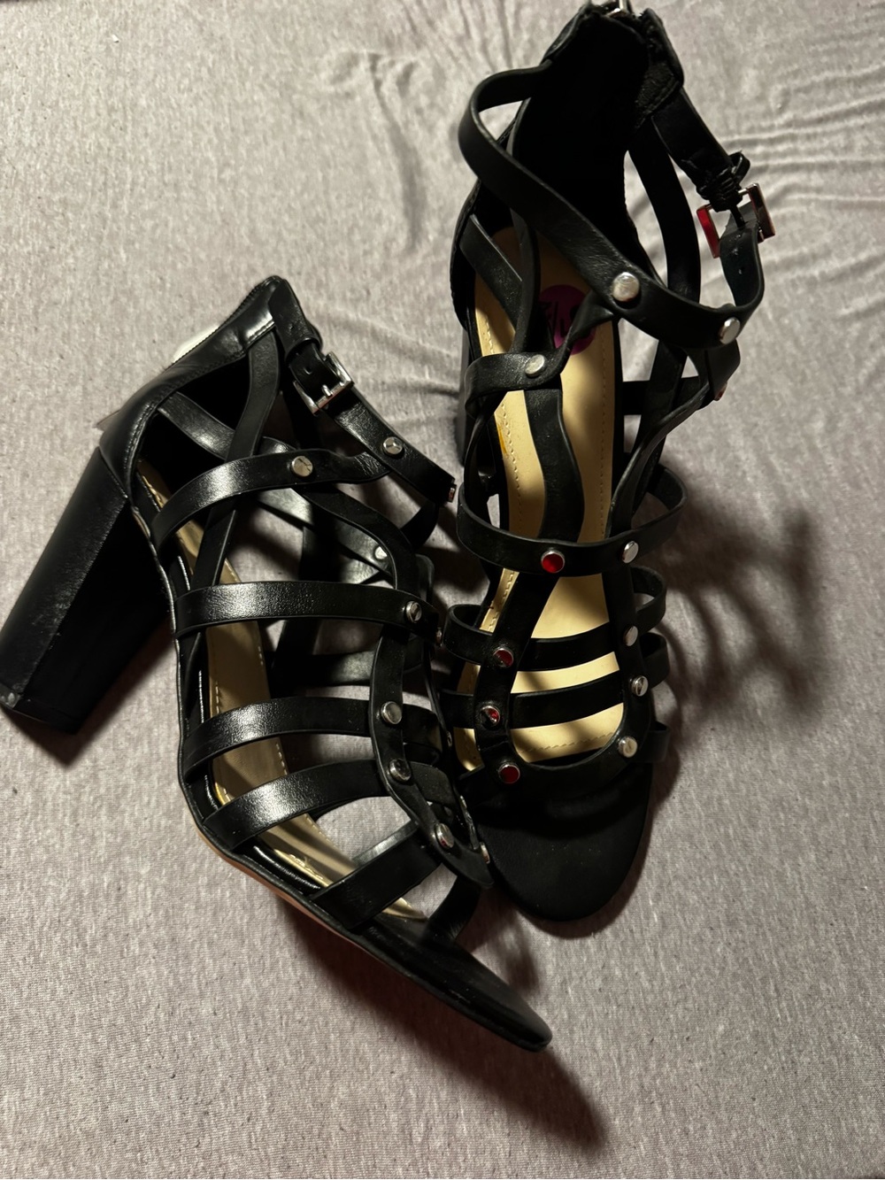 Marc Fischer Black Strappy Block Heel Sandals